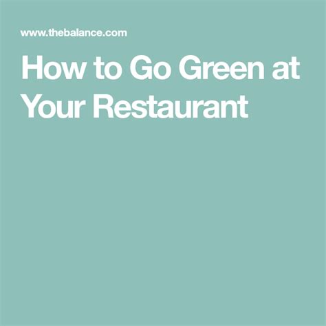 Alt om Going Green for restauranter